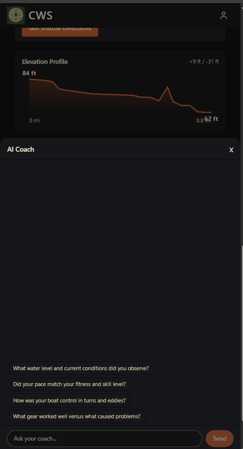 AI Coach chat answering a question about trip preparation